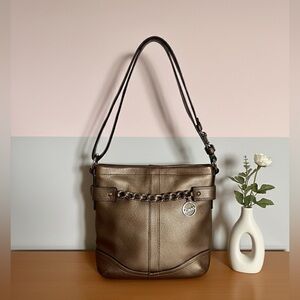 Coach Leather Handbag Chain Duffle Cross Body